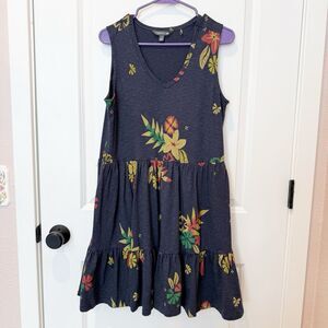 Toad & Co Womens Floral Marley Tiered V Neck Dress Medium Organic Cotton Boho